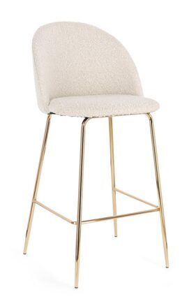 Carry" bar stool with bouclé cover, ivory/gold