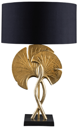 Design Tischlampe „Gingko“ mit Marmorsockel 40 x 62 cm, Gold