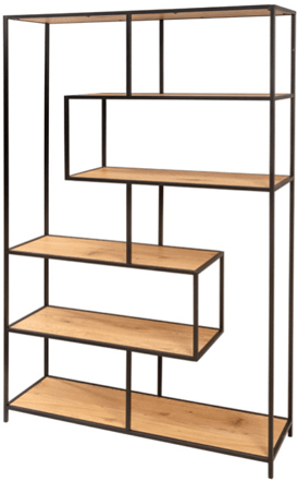 Design shelf "Slim Line" 114 x 185 cm - black / wild oak