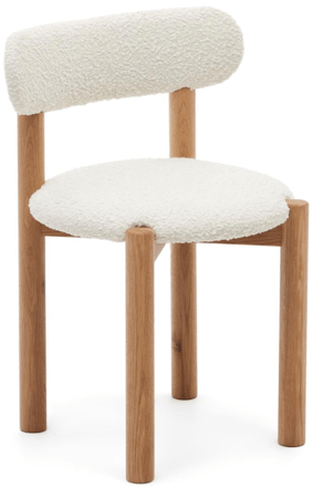 Chaise en bois massif de haute qualité "Nebay" - chêne/blanc bouclé