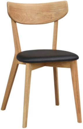 Solid wood chair "Amy" - natural oak / black faux leather