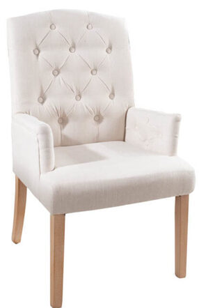 Elegant chair "Castle" with armrest - textured fabric Beige