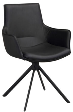 Swivel arm chair "Lowell" - genuine leather black