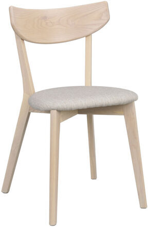 Chaise en bois massif "Amy" - chêne whitewash / gris clair