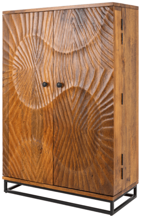 Solid wood bar cabinet "Scorpion" Natural / Black - 141 x 92 cm