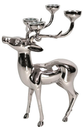 Grosser Design Kerzenständer „Hirsch“ 62 x 42 cm - Silber