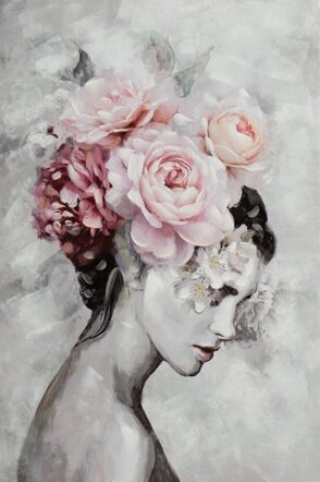 Hand painted art print "Lady with Flowers III" 80 x 120 cm