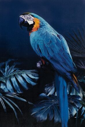 Hand painted art print "Blue Parrot" 80 x 120 cm