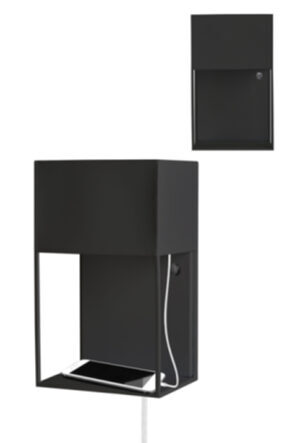 Wall lamp and shelf "Wall Box" 30 x 18 cm with USB connection - Black