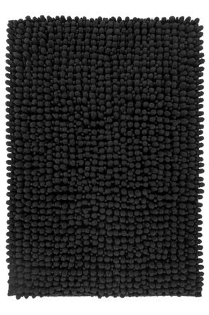 Round bath rug "Fluffy" - black, Ø 55 cm