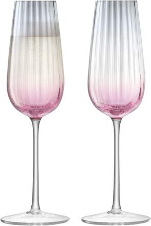 Mouth Blown Champagne Flutes Dusk Pink/Grey (Set of 2)
