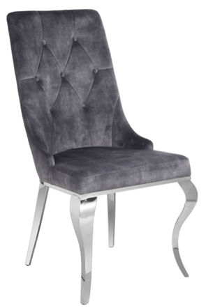 Stuhl „Modern Barock“ mit Löwenkopf - Edelstahl/Grau