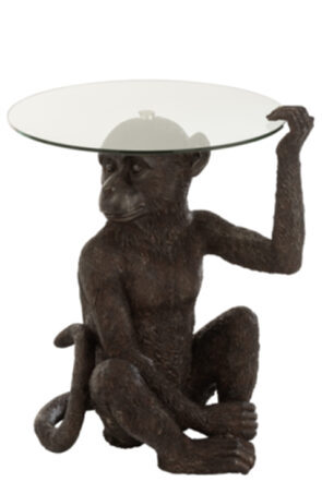 Side table "APE" with glass top - Brown