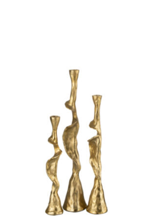 3-piece candlestick set "OZY" - gold