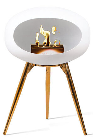 Bio Ethanol Fireplace Ground Low White - All Rose Gold Edition