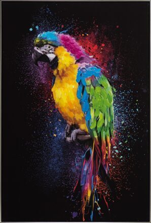 Handbemalter Kunstdruck „Farbenprächtiger Papagei“ 82.5 x 122.5 cm