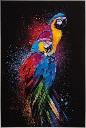 Handbemalter Kunstdruck „Parrot Family“ 82.5 x 122.5 cm