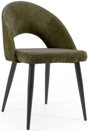 Chaise de salle à manger design "Lydia" - chenille vert foncé