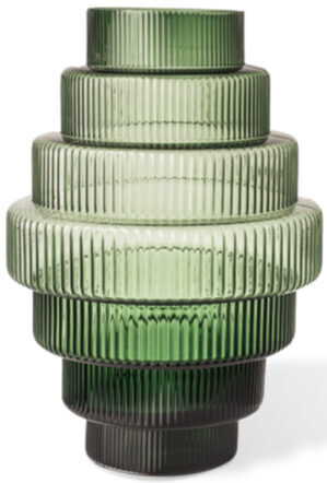 Mouth blown design floor vase Steps Ø 35 / H 50 cm - Green