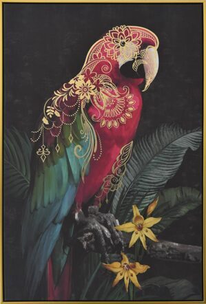Hand painted art print "Red ornament macaw" 62.5 x 92.5 cm