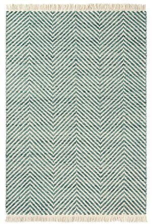 Handgewebter Designer Teppich „Atelier Twill“ Beige/Grün - aus 100% reiner Schurwolle