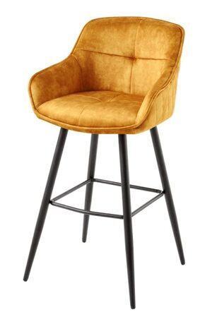 Design bar chair "Euphoria" with armrests - velvet mustard yellow