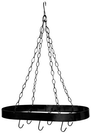Deckenhängeregal Oval Black aus Edelstahl 60 x 72 cm