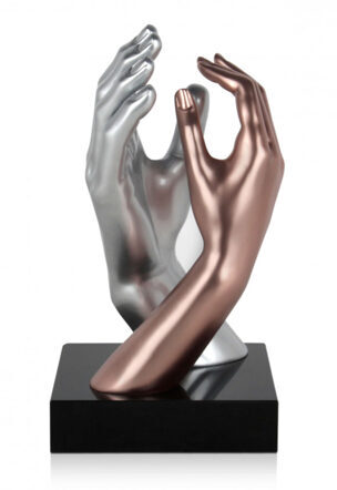 Design sculpture Touching Fingers - copper