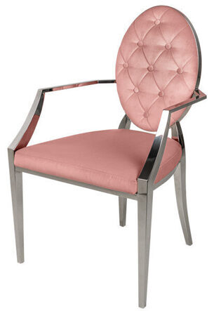 Armchair "Modern Baroque" - Stainless Steel / Old Pink