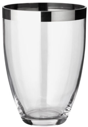 Mundgeblasene Vase „Charlotte“, Kristallglas mit Platinrand - Höhe 24 cm