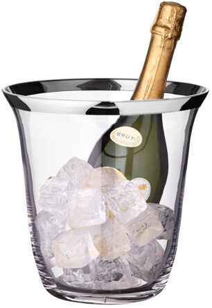 Mouth-blown champagne cooler "Toby", made of crystal glass with platinum rim 23 cm