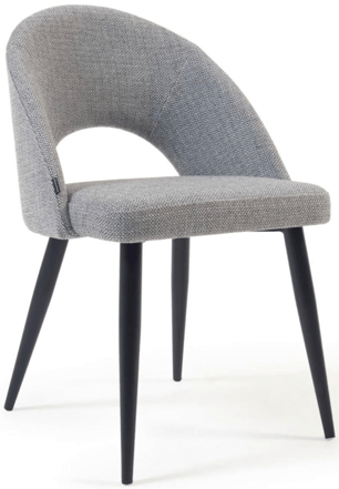 Chaise de salle à manger design "Lydia" - tissu structuré gris