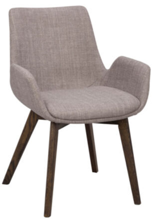 Design Stuhl „Drimsdale“ mit Armlehnen und nachhaltigem Eichenholz - Grau / Eiche Dunkelbraun