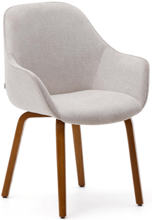 High-quality "Alexej" dining chair with armrests - beige/walnut