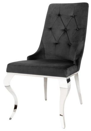 Stuhl „Modern Barock“ mit Löwenkopf - Edelstahl/Schwarz