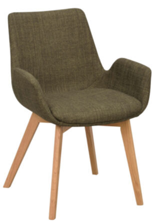 Design Stuhl „Drimsdale“ mit Armlehnen und nachhaltigem Eichenholz - Grün / Eiche Natur