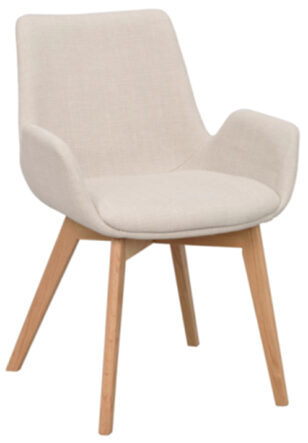 Design Stuhl „Drimsdale“ mit Armlehnen und nachhaltigem Eichenholz - Beige / Eiche Natur