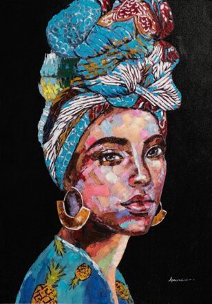 Hand painted art print "Beauty in Blue" 70 x 100 cm