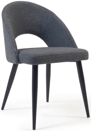 Chaise de salle à manger design "Lydia" - tissu structuré gris foncé