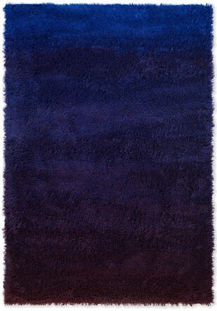 High-pile designer rug "Shade High" Blue/Aubergine - made of 100% pure new wool