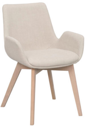 Design Stuhl „Drimsdale“ mit Armlehnen und nachhaltigem Eichenholz - Beige / Eiche hell