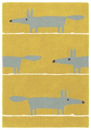 Designer Teppich „Mr. Fox“ Mustard - handgetuftet, aus 100% reiner Schurwolle