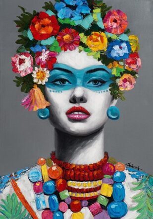 Handbemalter Kunstdruck „Beauty with Flowers“ 70 x 100 cm