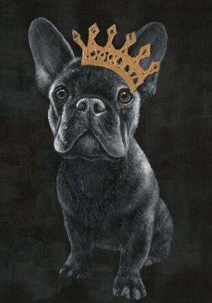 Impression d'art peinte à la main "Dog King" 70 x 100 cm