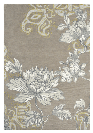 Tapis design "Fabled Floral" gris/beige - tufté main