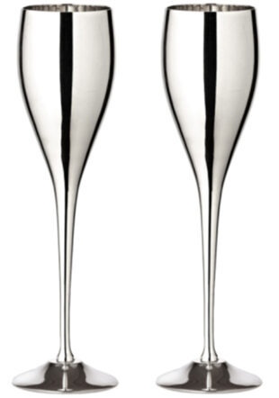 Set of 2 champagne flutes "Dodo" 2 dl - silver plated