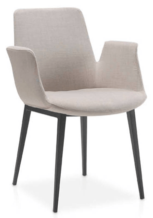 Design Stuhl „Niri“ mit Armlehnen - Stoffbezug Beige