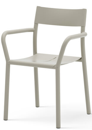 Stackable design garden chair "May" with armrests - Light Grey