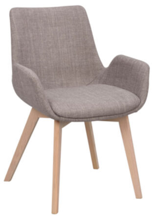 Design Stuhl „Drimsdale“ mit Armlehnen und nachhaltigem Eichenholz - Grau / Eiche hell