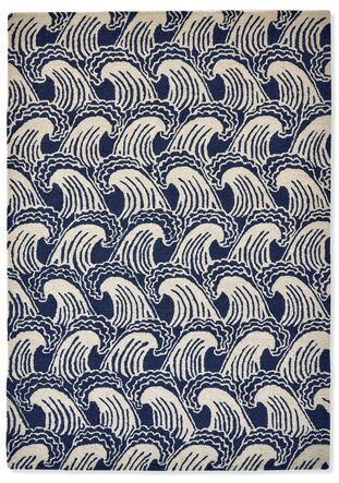 Designer Teppich „Wave“ Denim - handgetuftet, aus 100% reiner Schurwolle